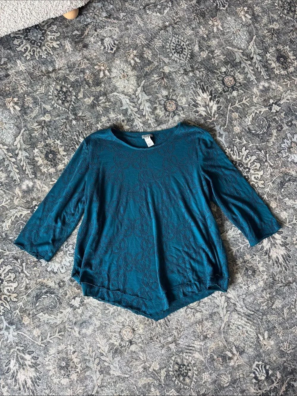 Multiples Lace-Texture 3/4 Sleeve Top